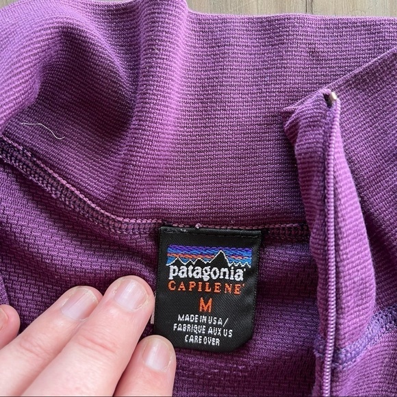 PATAGONIA Women Capilene 1/4 Zip Pullover Baselayer long underwear Purple Medium - Picture 8 of 8